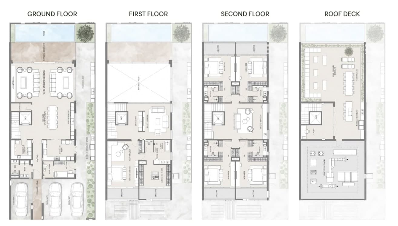 Three-level townhouse with a swimming pool in a luxury residential project 15