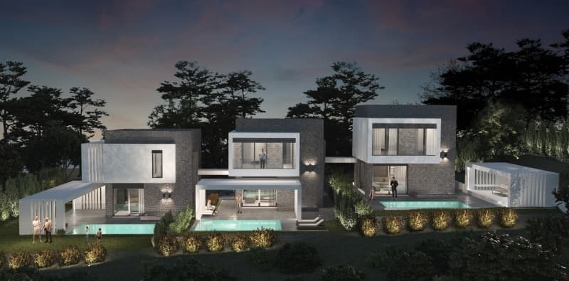 Complex with three houses in the seaside village 2