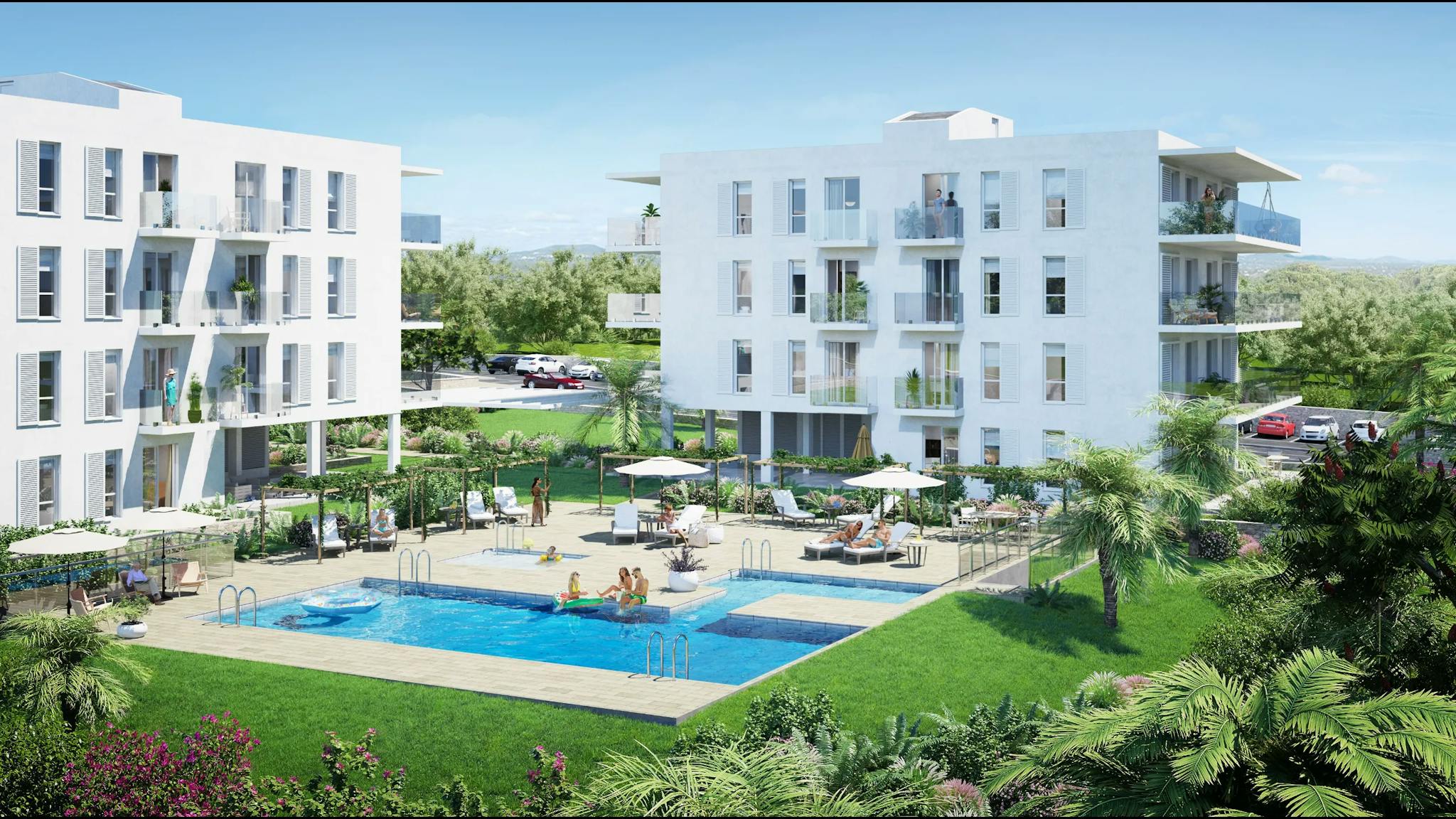 Apartments in a new residential complex with a swimming pool 1