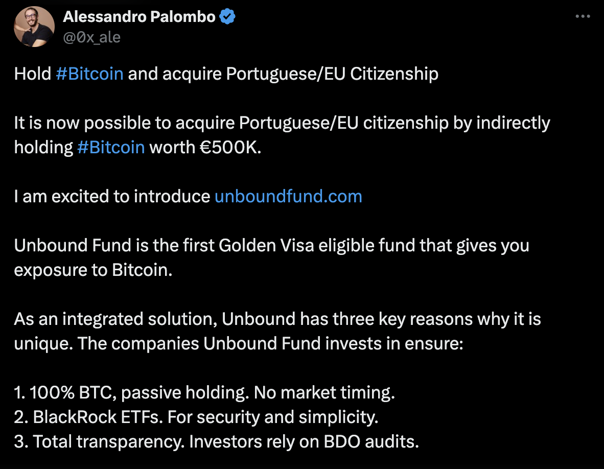 Portugal golden visa crypto