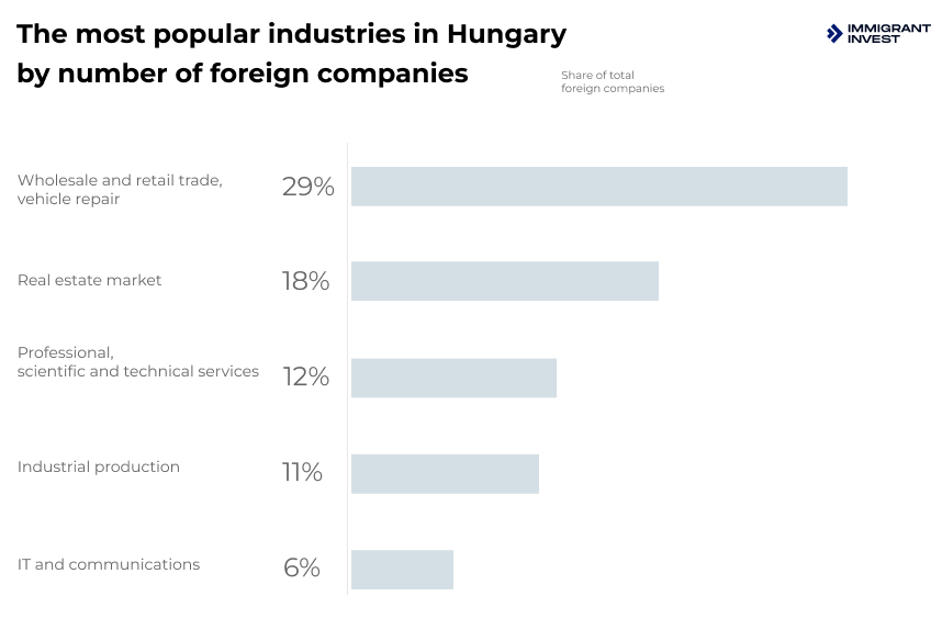 The most popular areas of activity for starting a business in Hungary as a foreigner