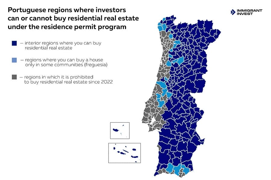 Map of the municipalities of Portugal: where and which one can you buy to get a residence permit for investment