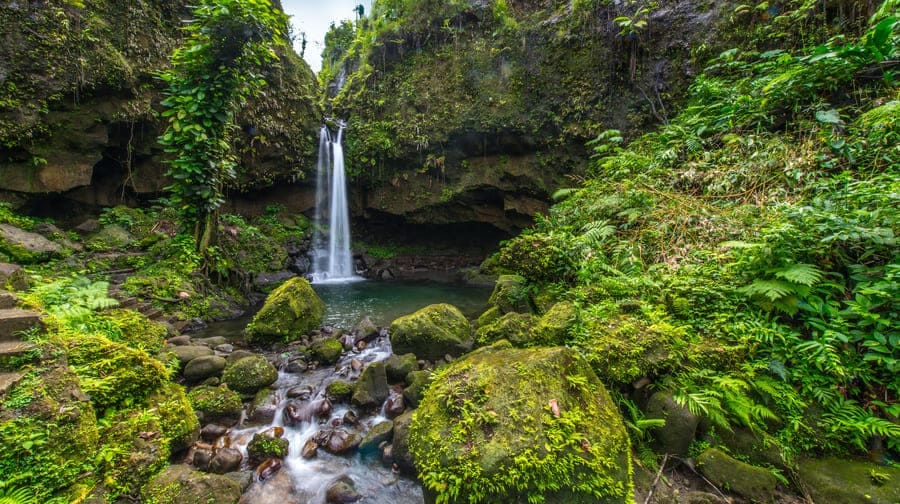 Real estate in the Caribbean. Dominica - waterfall