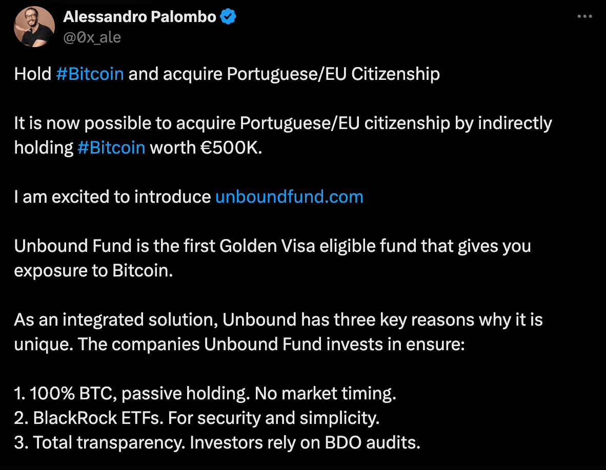 Portugal golden visa crypto