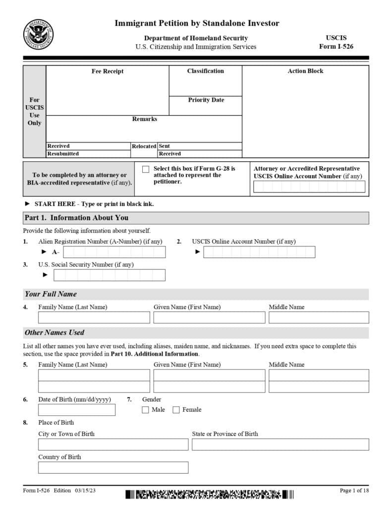 EB-5 petition I-526 trend