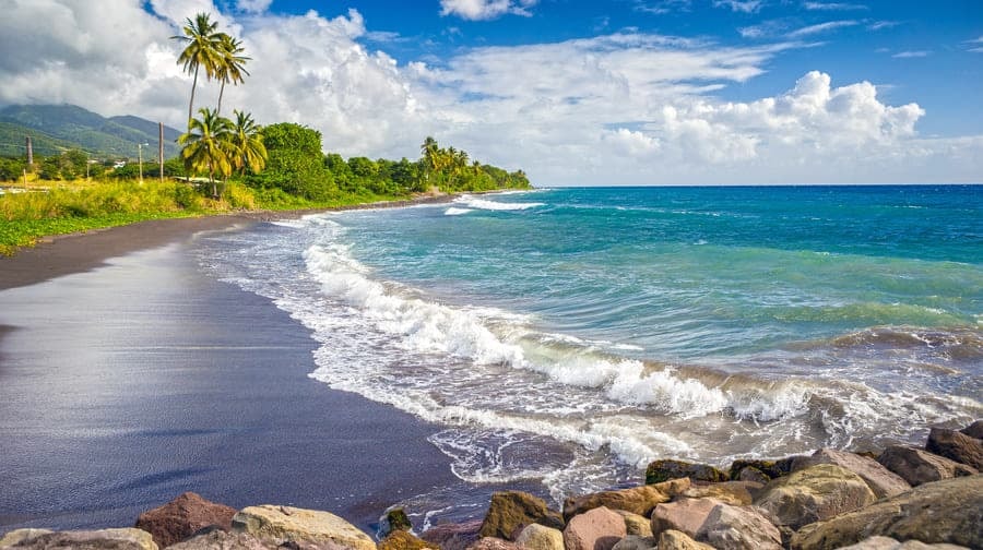 Real estate in the Caribbean. St. Kitts - the beach