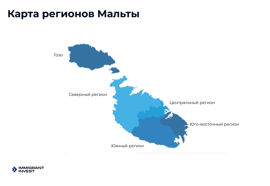 ВНЖ на Мальте за покупку недвижимости: карта районов Мальты