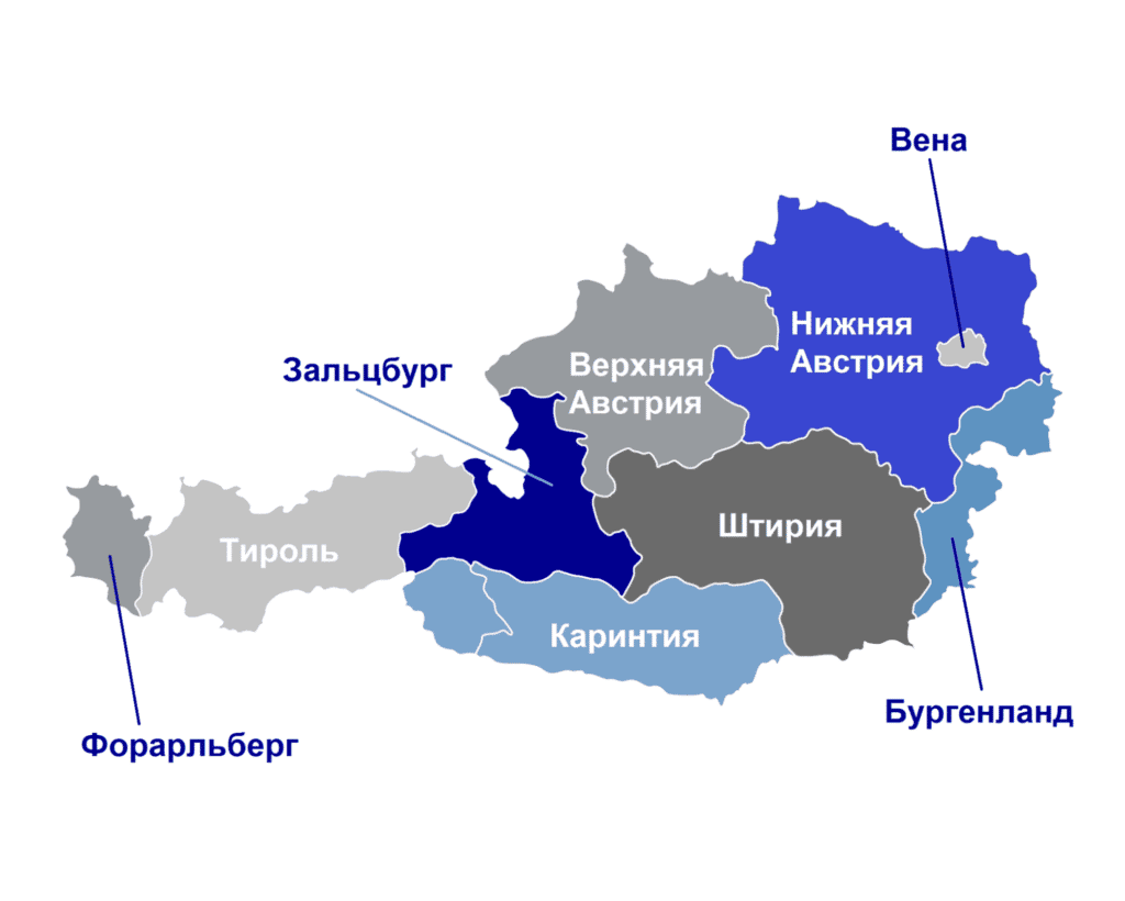 ВНЖ в Австрии за инвестиции: территориальное деление Австрии